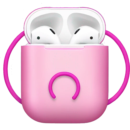 airpods with a pink loop emoji