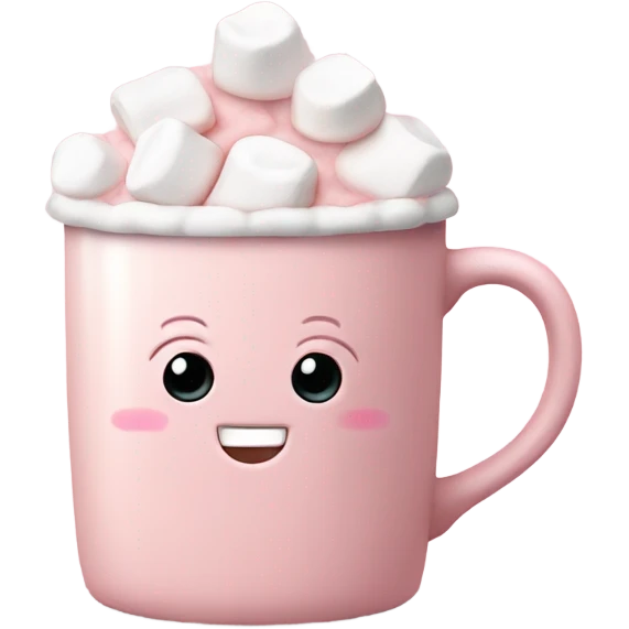 Light Pink mug of hot chocolate with marshmallows  emoji
