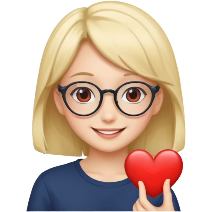 Girl with anime glasses showing heart emoji