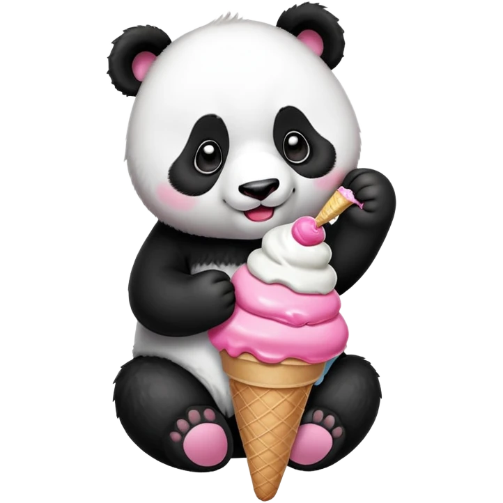 Panda eating ice cream emoji