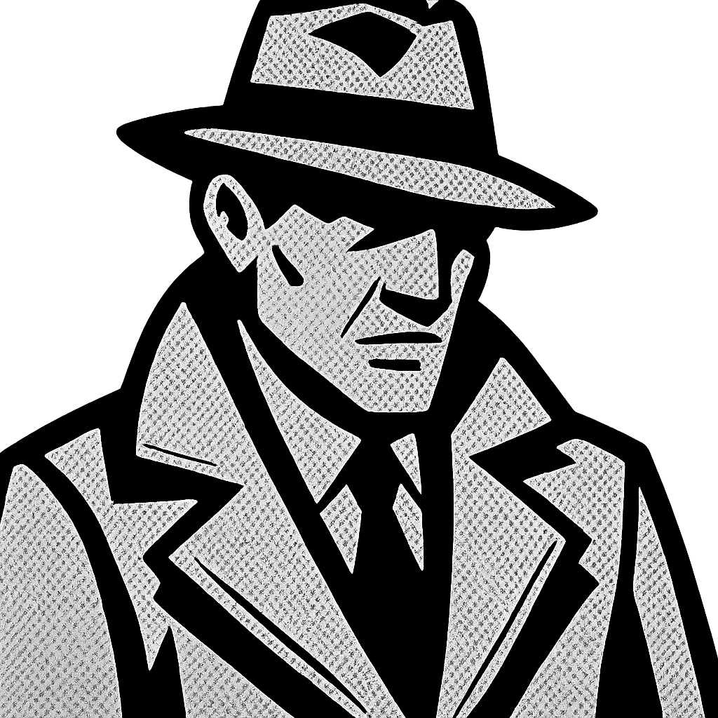 detective, noir style, fedora hat, shadowy lighting, black and white emoji