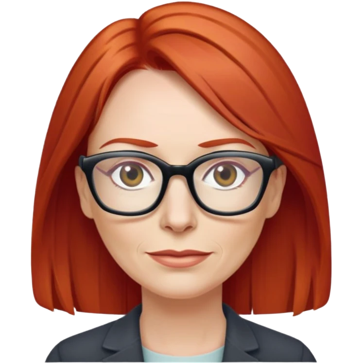 middle age Red head long straight hair pale skin wearing glasses emoji