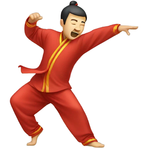 Chinese man doing a dab emoji