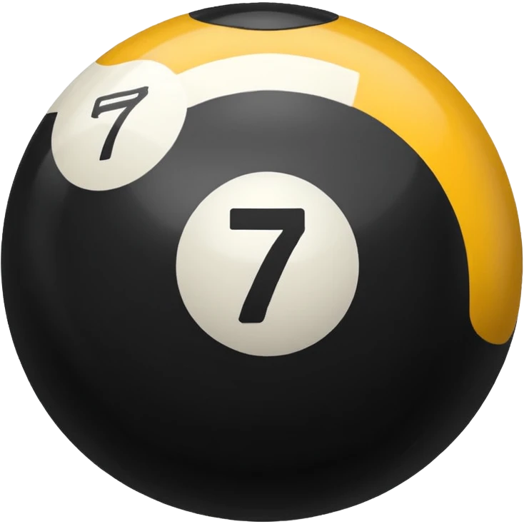 Pool ball back ball with the number 7 on it. emoji