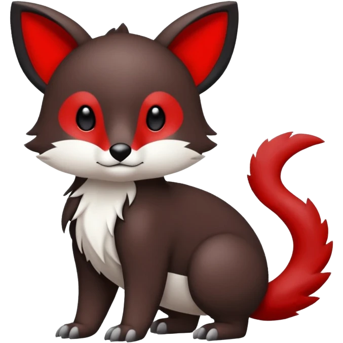 Cute cool white red dark-brown black animal hybrid Fakemon full body emoji