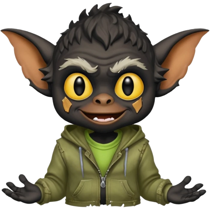 Gremlin with black skin emoji