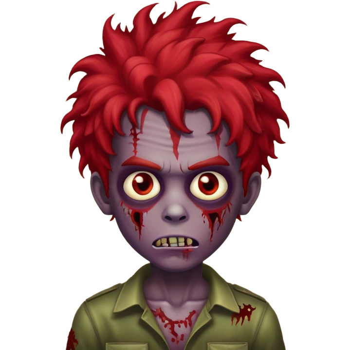 Boy zombie with kinky hair red emoji