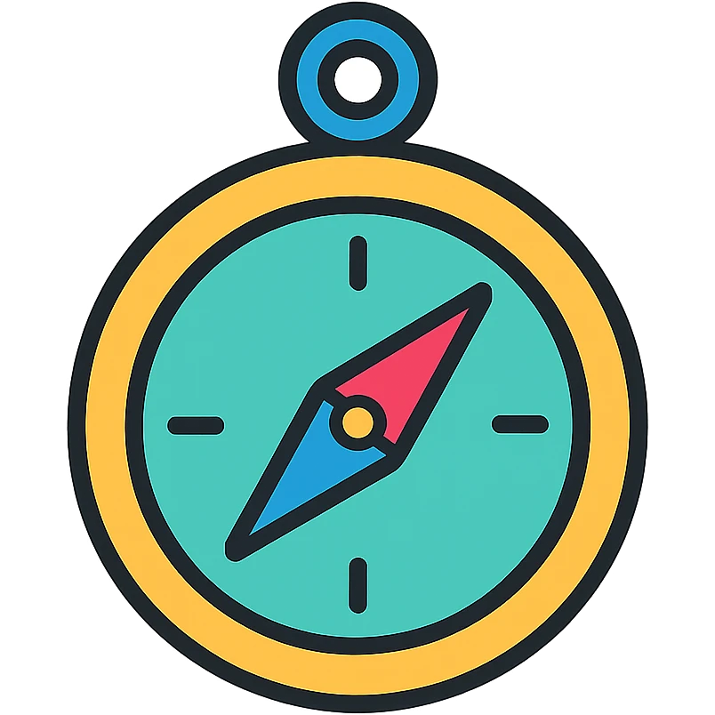 compass icon, color outline style, black outlines with subtle color accents emoji