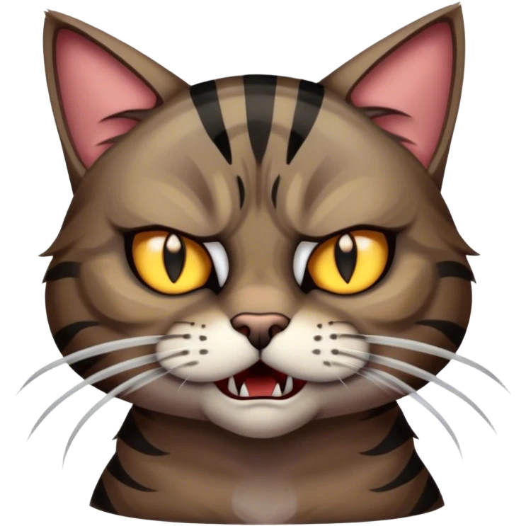An angry dark tabby cat with amber eyes and sharp claws emoji