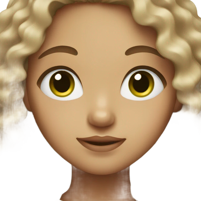 girl with long brown curly with green eyes and a light skin tone emoji