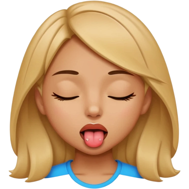 girl naked with eye close andtongue emoji