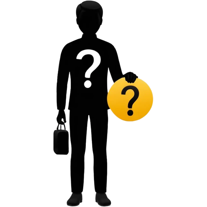 silhouette of a man with a question mark emoji