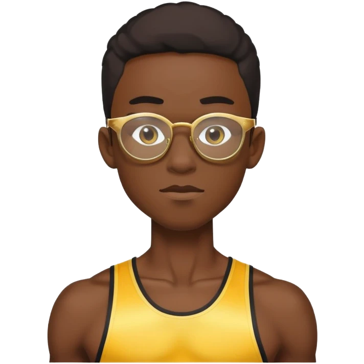 skinny black boy athlete in stringer with gold glasses emoji