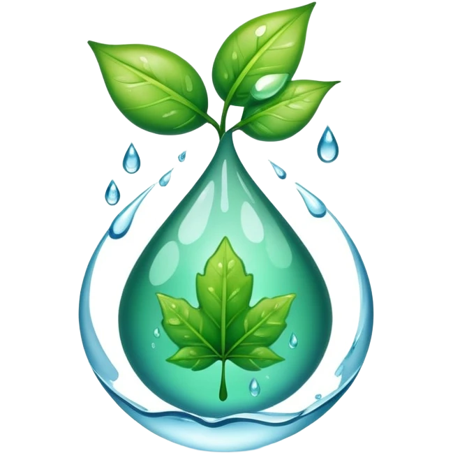 eco-friendly leaf logo with water droplet emoji