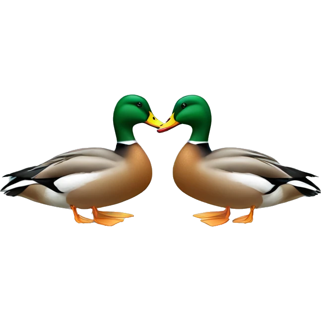 a male and a female mallard ducks in love emoji