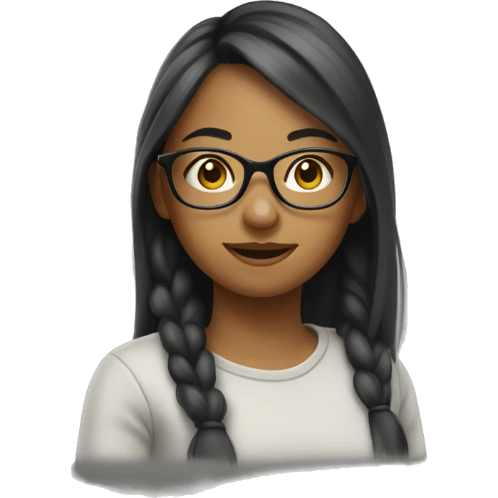 girl with glasses likes drawing emoji