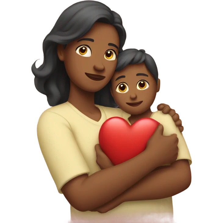 Mother holds her heart in her arm emoji