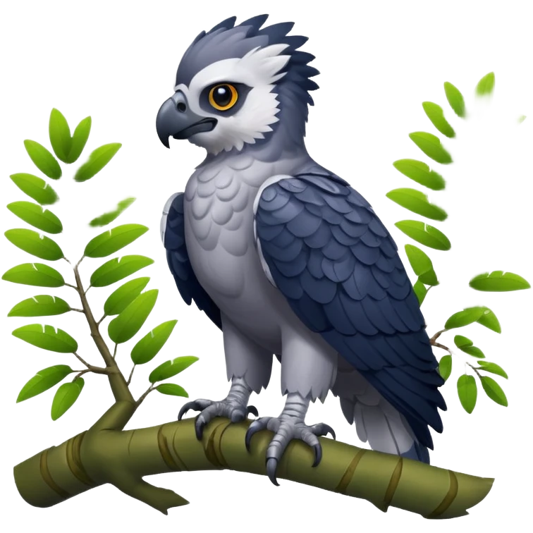 harpy eagle emoji style, playful pose, bright colors, jungle background emoji