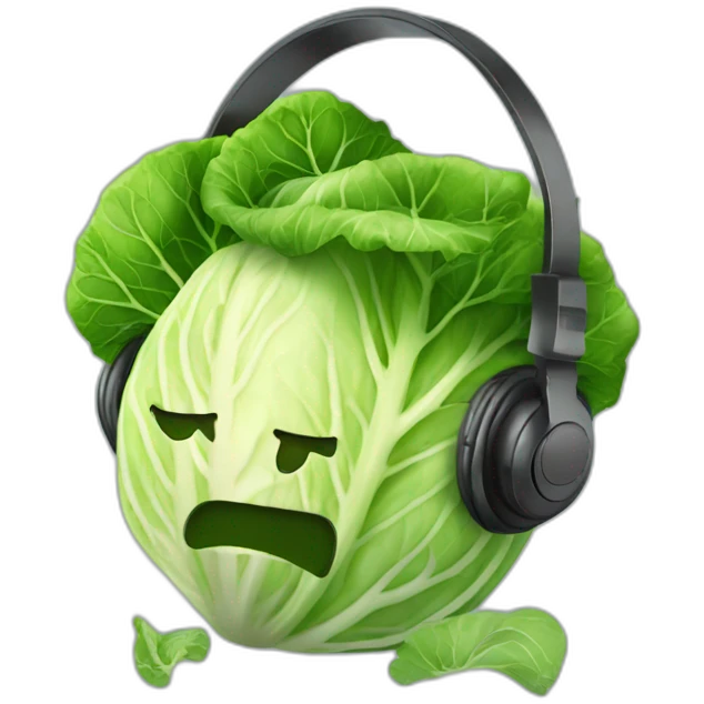 Cabbage with headphone emoji