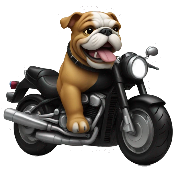 Bulldog on a black motorcycle emoji