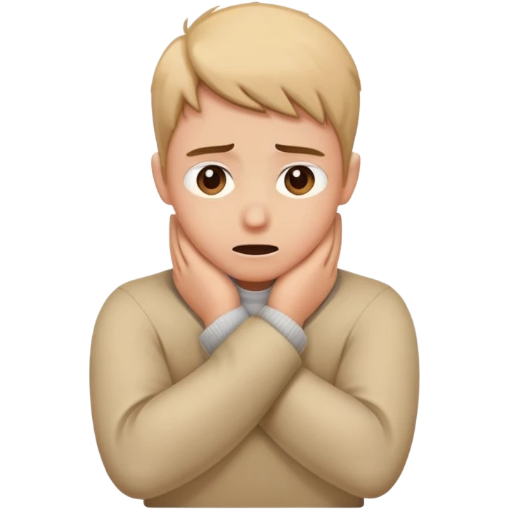 Person crossing arms around neck panic emoji