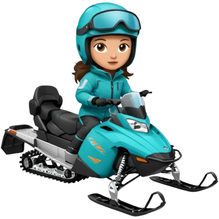 Can you create an emoji of a brunette girl on a teal polaris khaos 850 155 snomobile emoji