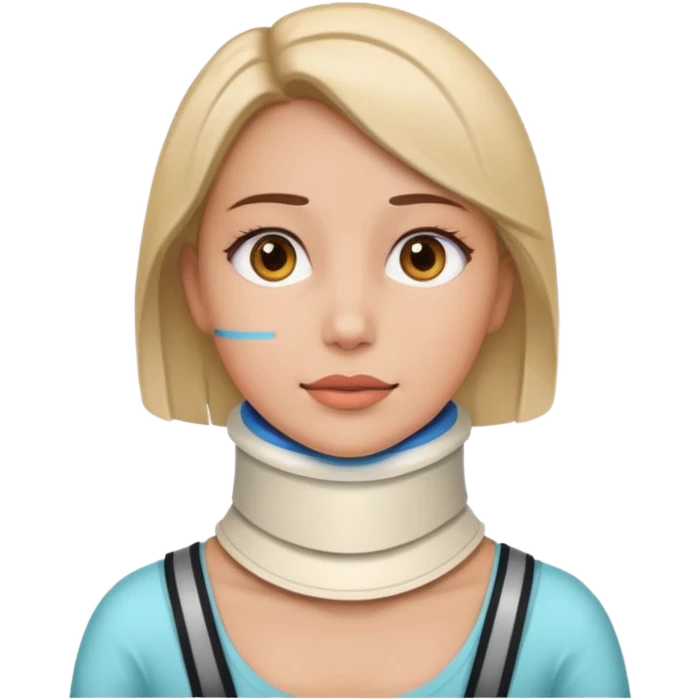 Add a neck brace to this woman, keep everything else the same emoji