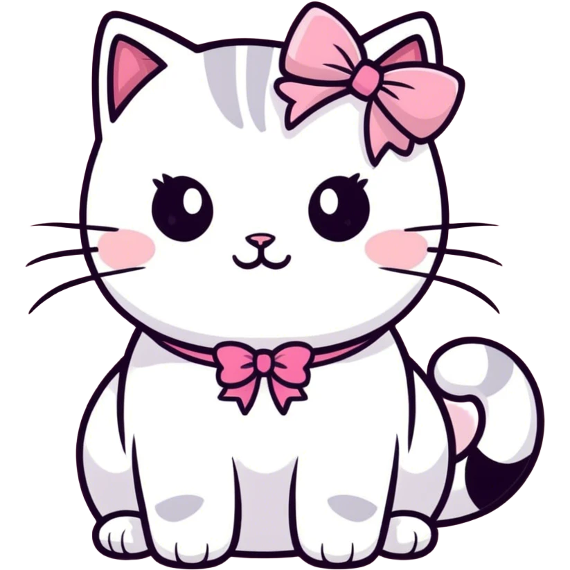 Cat with a cute bow emoji