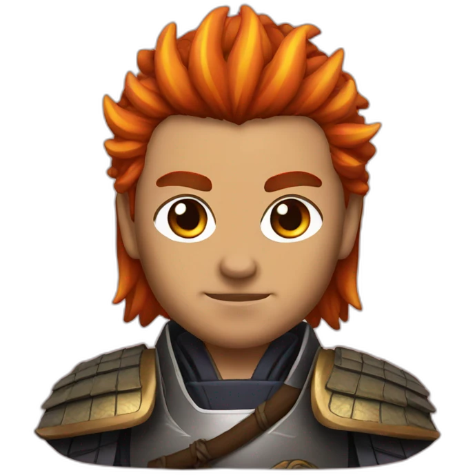 Samurai with fire hair emoji