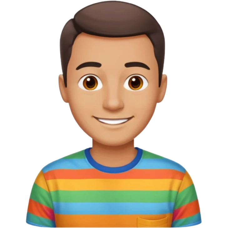 clean shaven, short hair, brown eyes, no glasses, medium skin, fun smiling man emoji