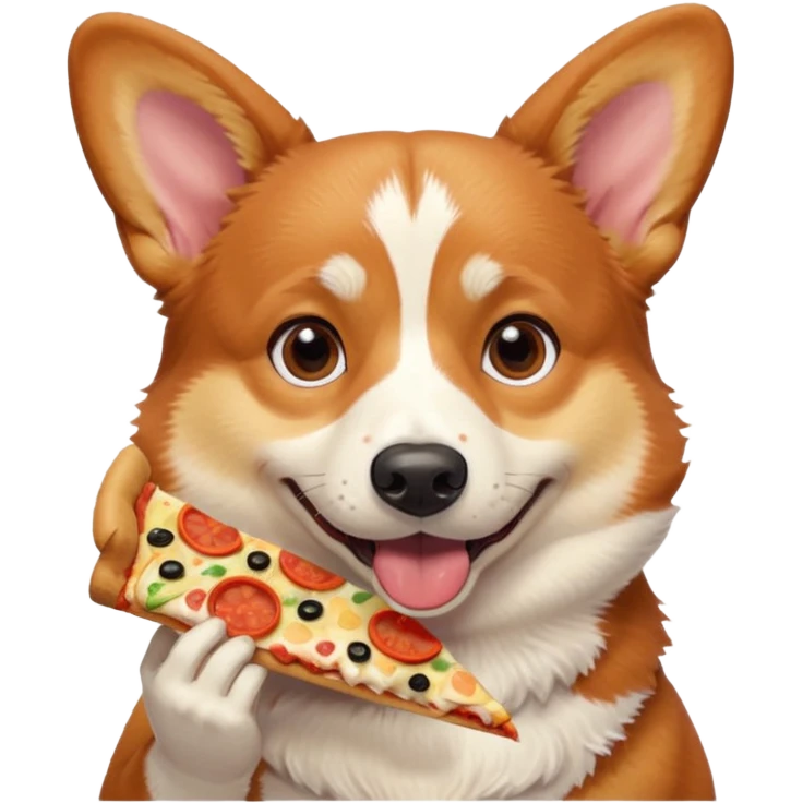 tricolor corgi eating pizza emoji