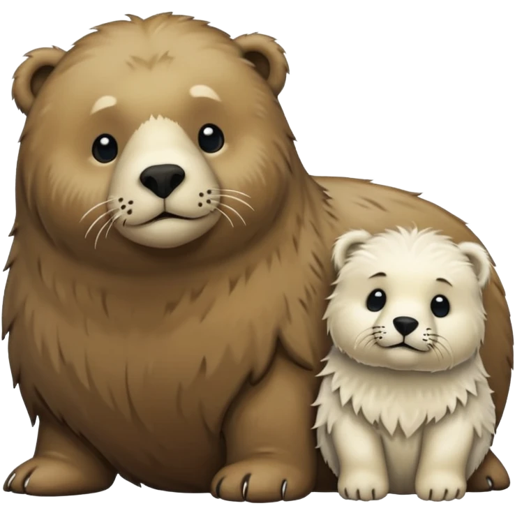 small white seal and big brown bear emoji
