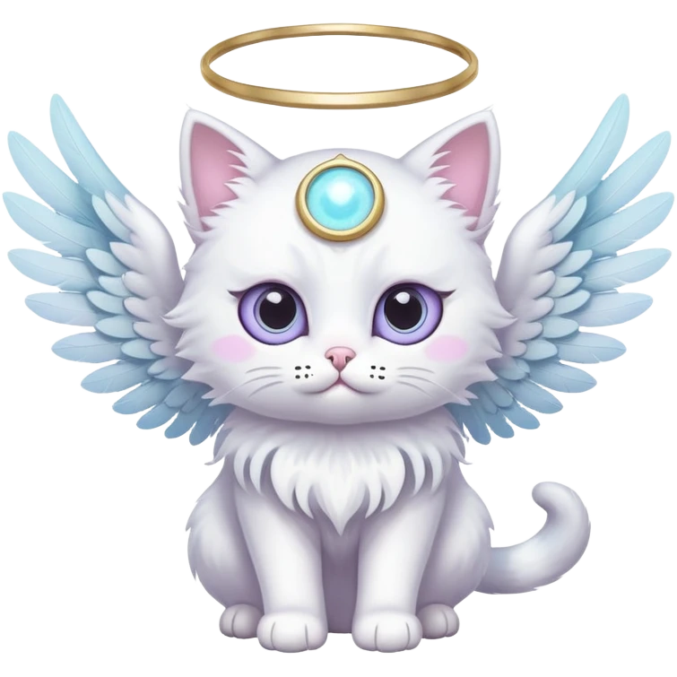 pastel angel cat with six eyes emoji