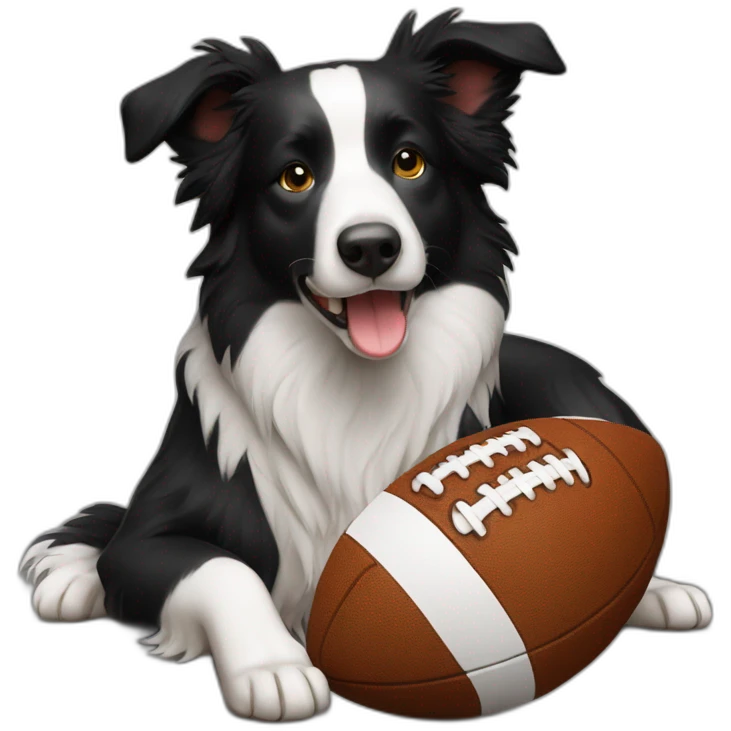 border collie with football emoji