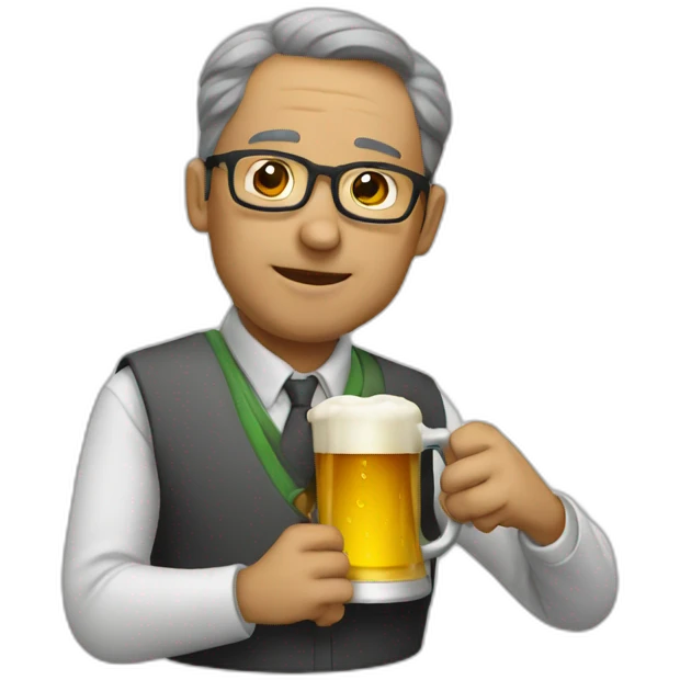 A professor is drinking beer. emoji