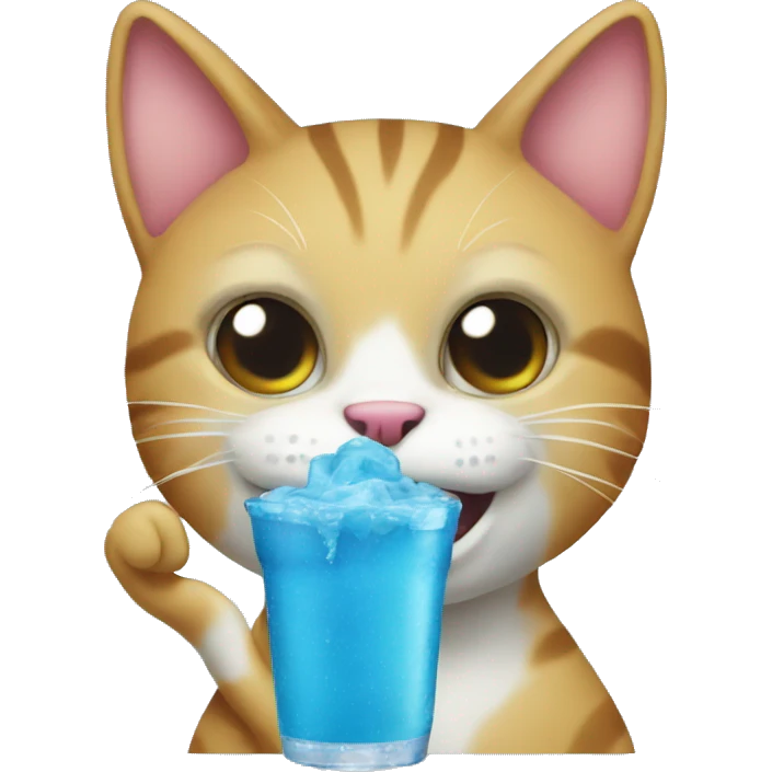 a cat drinking blue slush emoji