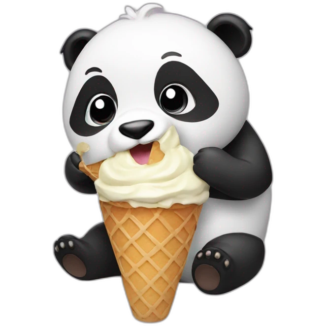 Panda eating ice cream emoji