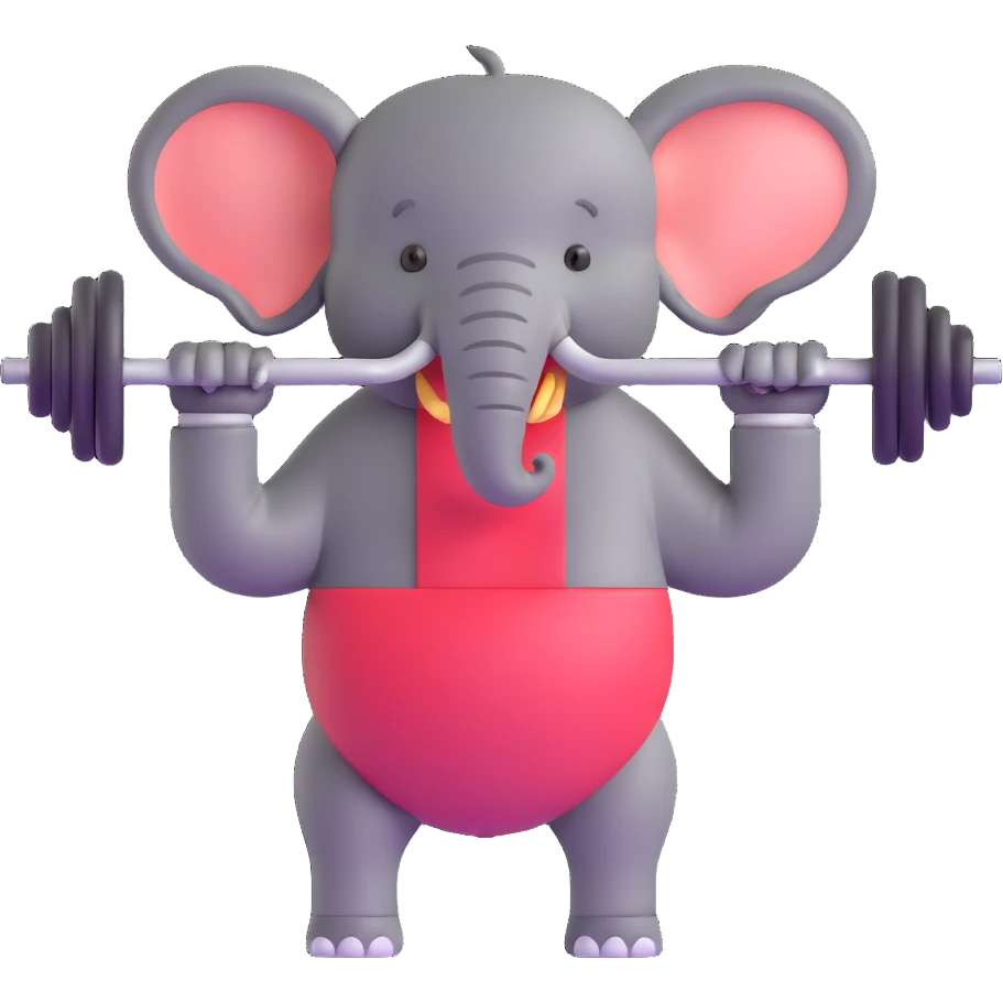 elephant lifting a barbell emoji
