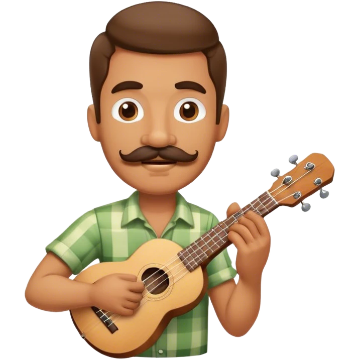 Man with mustache playing ukulele emoji