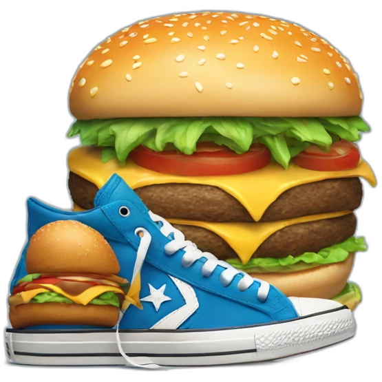 A giant burger next to à Converse sneakers blue emoji