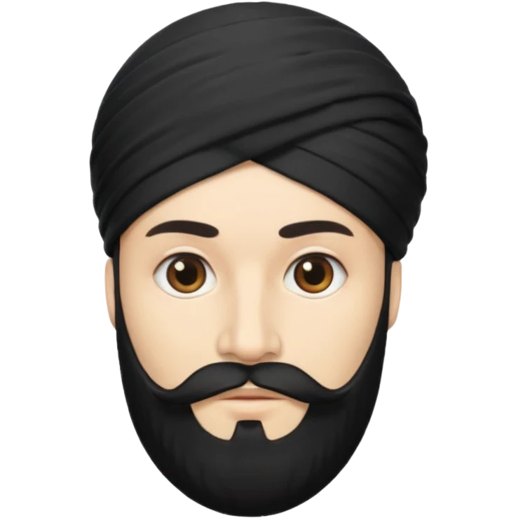 Make me an emoji of a man wearing a black turban, with a beard, and white skin. emoji