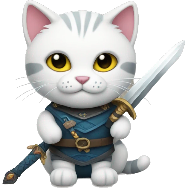 Cat plushie with a sword emoji
