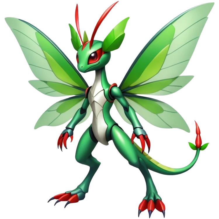  Cool Edgy Shiny Futuristic Ethereal Legendary Kartana-Digimon-Schyther-Flygon-hybrid full body with butterfly wings emoji