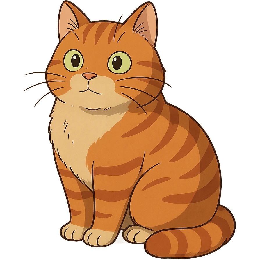 ghibli style red-haired British cat emoji