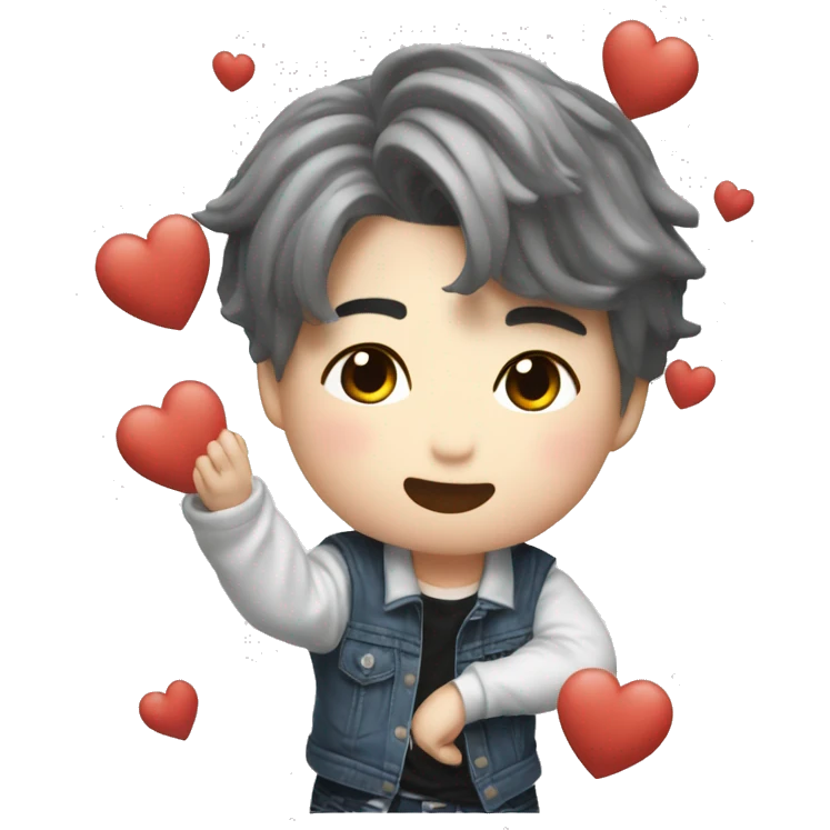 Jimin de BTS haciendo una pose decorazón con las mans emoji
