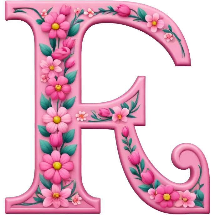 Pink, romantic, flowery, the letter “E” emoji