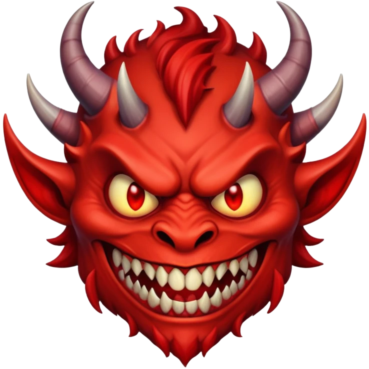 red horned demon with evil grin emoji