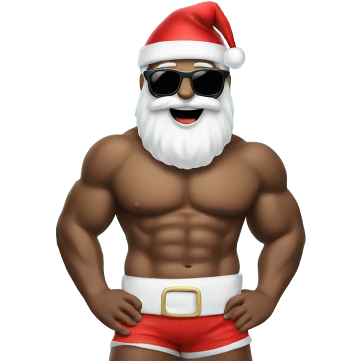 Santa with sunglasses on the beach  emoji