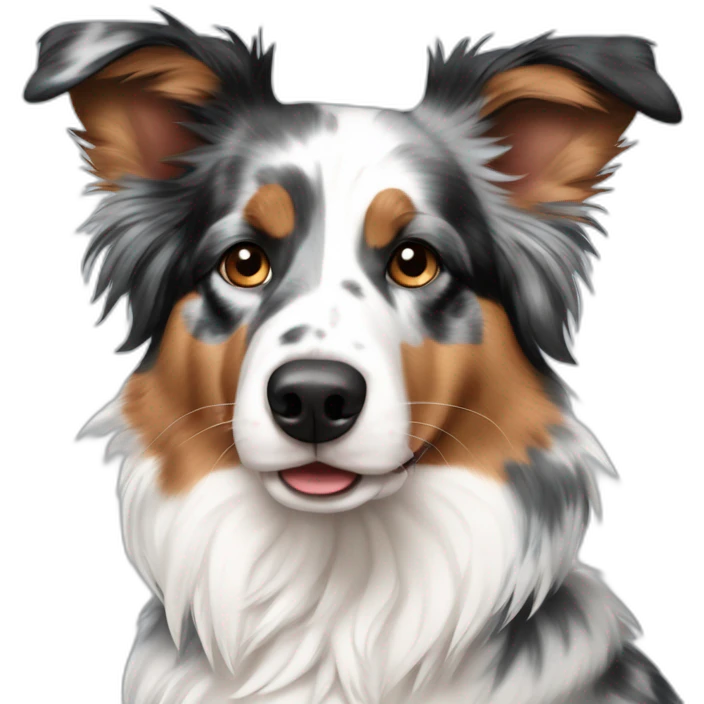 Blue merle aussie and red bi aussie together emoji