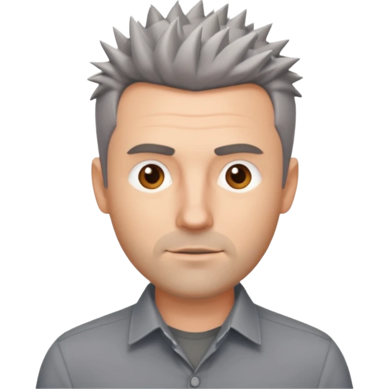 40 yr old white man short spike hair grey dress shirt emoji
